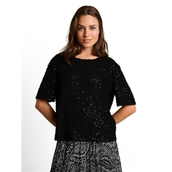 Tom Tailor dames T-shirt glitter Zwart Tom Tailor dames T-shirt glitter Zwart